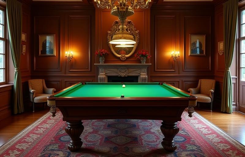 Tavolo da biliardo classico in una stanza elegante